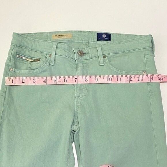 AG Adriano Goldschmied 26 The Ankle Zip Slim Straight Leg light green jean 503B5 - Picture 12 of 15
